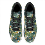 Summer Hawaiian Leaves Pattern Print High Top Leather Sneakers