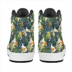 Summer Hawaiian Leaves Pattern Print High Top Leather Sneakers