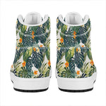 Summer Hawaiian Leaves Pattern Print High Top Leather Sneakers