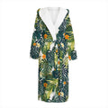 Summer Hawaiian Leaves Pattern Print Hooded Bathrobe