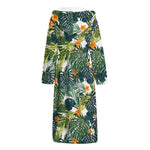 Summer Hawaiian Leaves Pattern Print Hooded Bathrobe