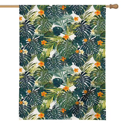 Summer Hawaiian Leaves Pattern Print House Flag