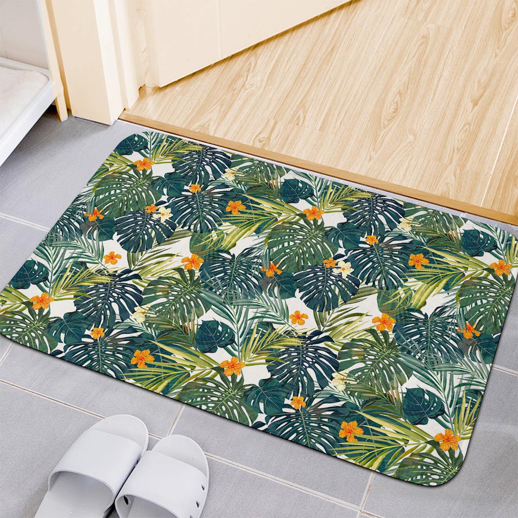 Summer Hawaiian Leaves Pattern Print Indoor Door Mat