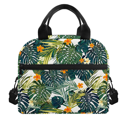 Summer Hawaiian Leaves Pattern Print Insulated Lunch Bag