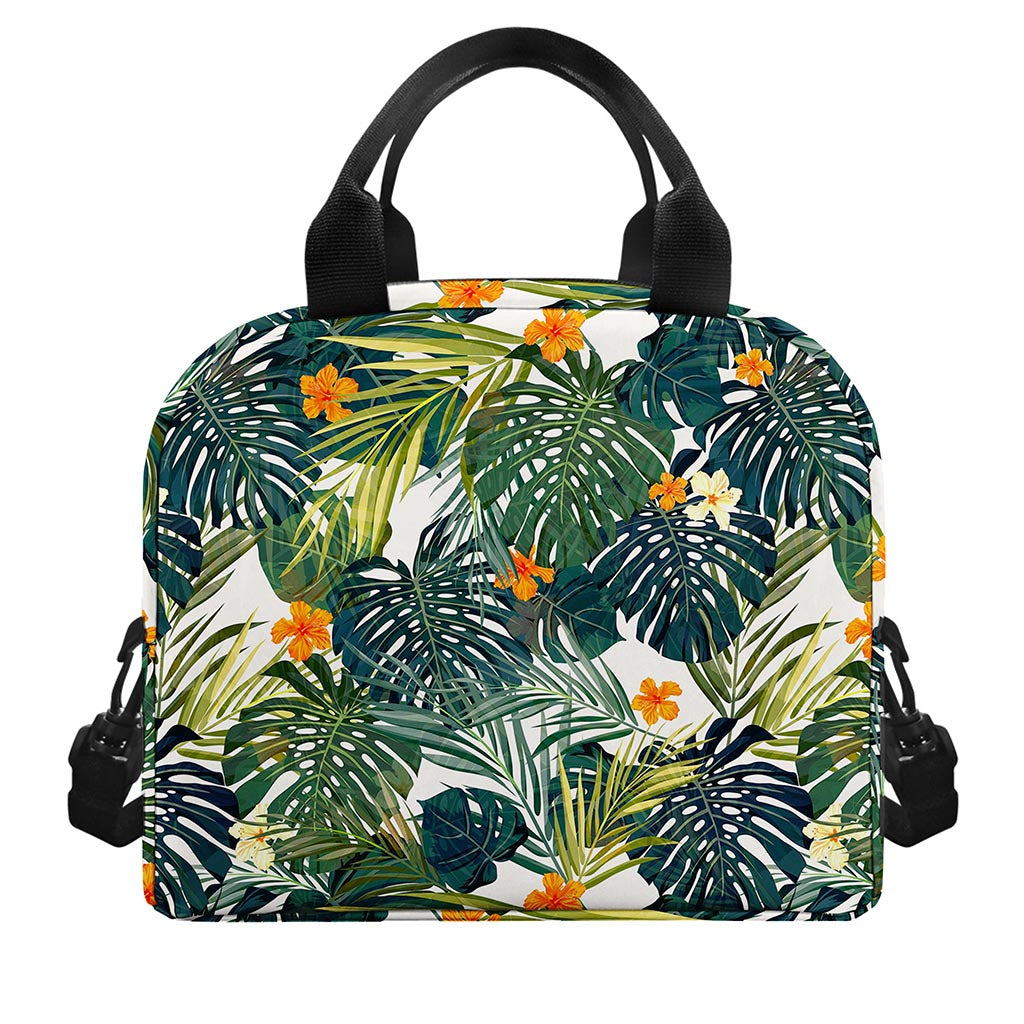 Summer Hawaiian Leaves Pattern Print Insulated Lunch Bag