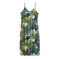 Summer Hawaiian Leaves Pattern Print Jersey Midi Cami Dress