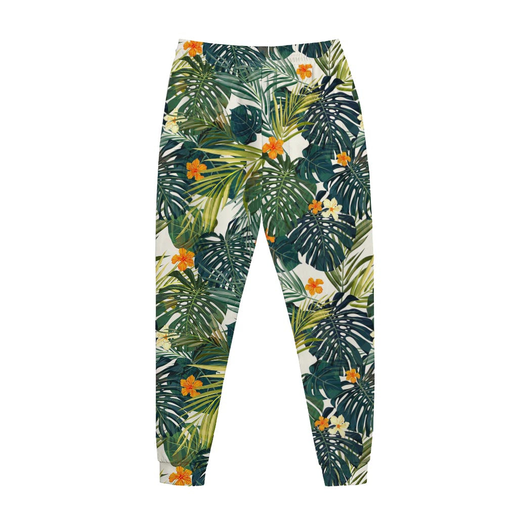 Summer Hawaiian Leaves Pattern Print Jogger Pants