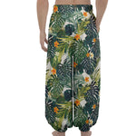 Summer Hawaiian Leaves Pattern Print Lantern Pants
