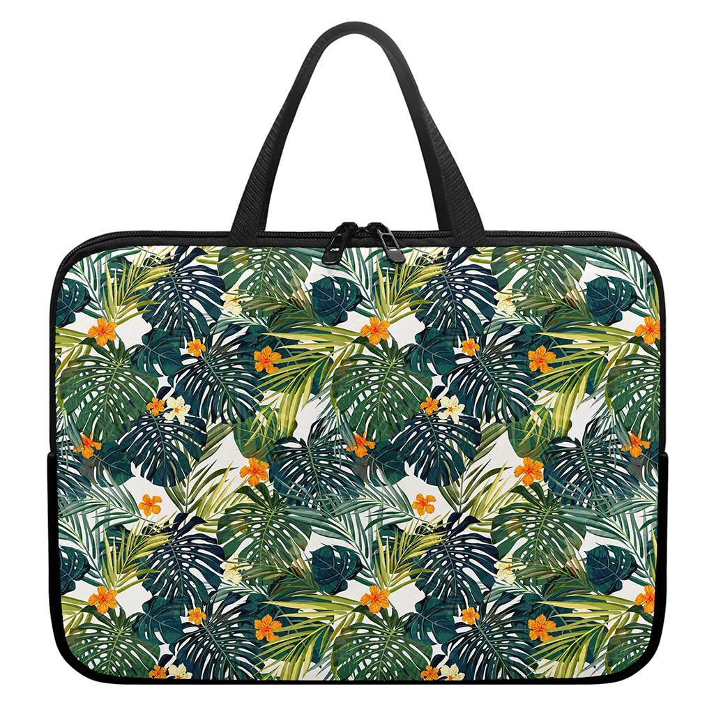 Summer Hawaiian Leaves Pattern Print Laptop Sleeve With Handle