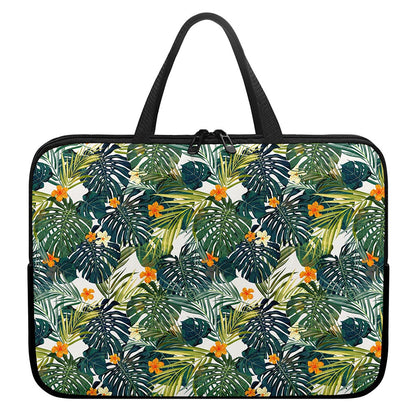 Summer Hawaiian Leaves Pattern Print Laptop Sleeve With Handle
