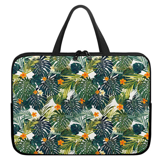 Summer Hawaiian Leaves Pattern Print Laptop Sleeve With Handle