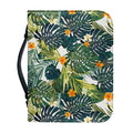 Summer Hawaiian Leaves Pattern Print Leather Bible Cover
