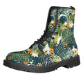 Summer Hawaiian Leaves Pattern Print Lace-Up Boots