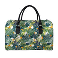 Summer Hawaiian Leaves Pattern Print Leather Duffel Bag