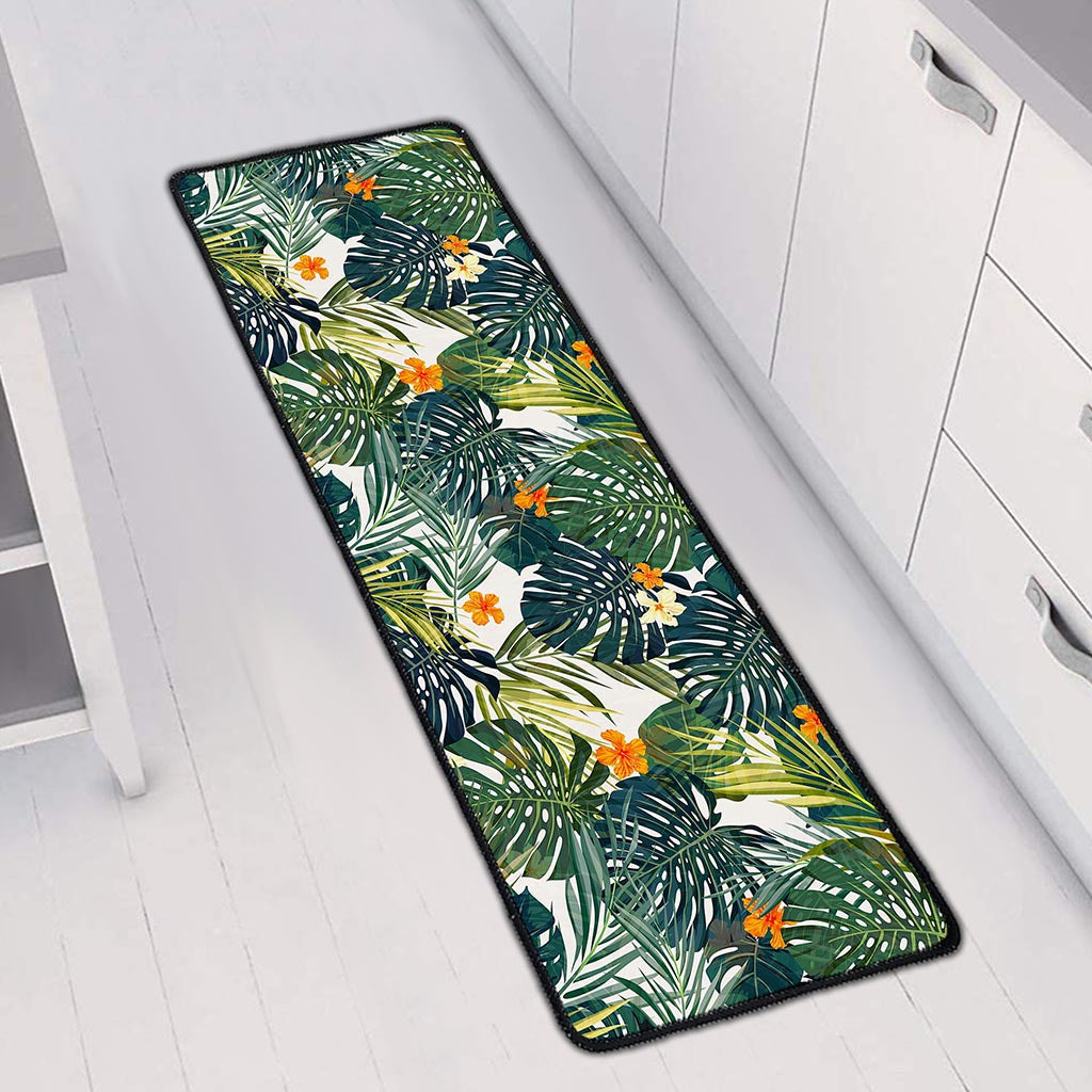 Summer Hawaiian Leaves Pattern Print Long Kitchen Mat