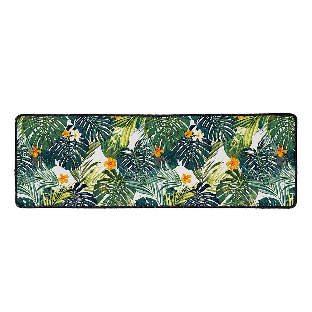 Summer Hawaiian Leaves Pattern Print Long Kitchen Mat