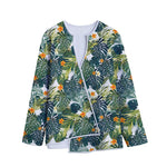 Summer Hawaiian Leaves Pattern Print Long Sleeve Short Coat