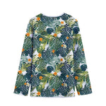 Summer Hawaiian Leaves Pattern Print Long Sleeve Short Coat