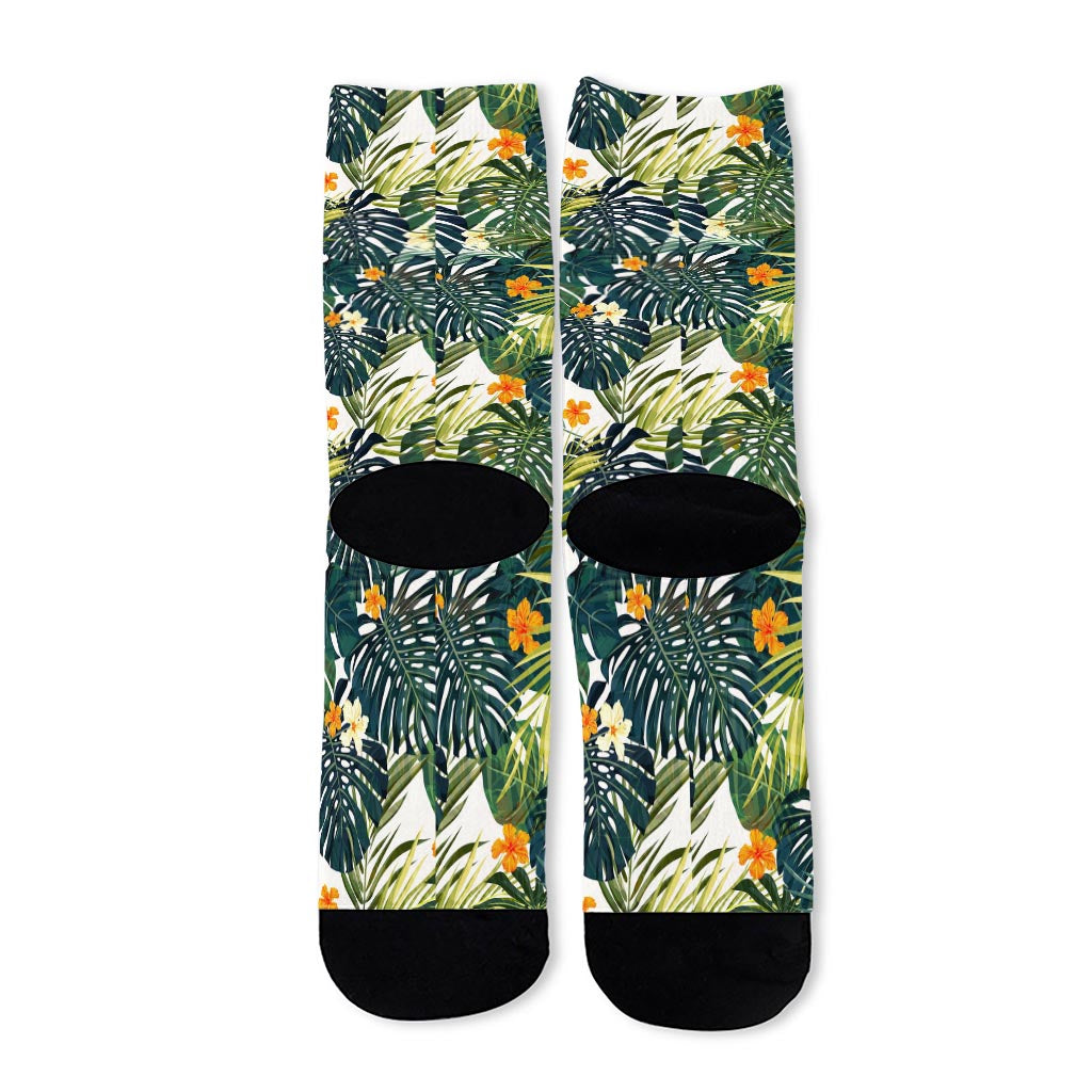 Summer Hawaiian Leaves Pattern Print Long Socks