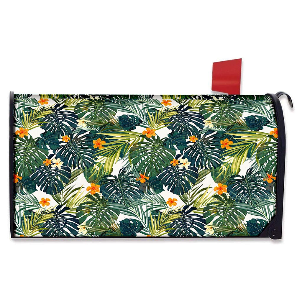 Summer Hawaiian Leaves Pattern Print Mailbox Cover
