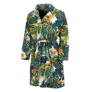 Summer Hawaiian Leaves Pattern Print Men's Bathrobe