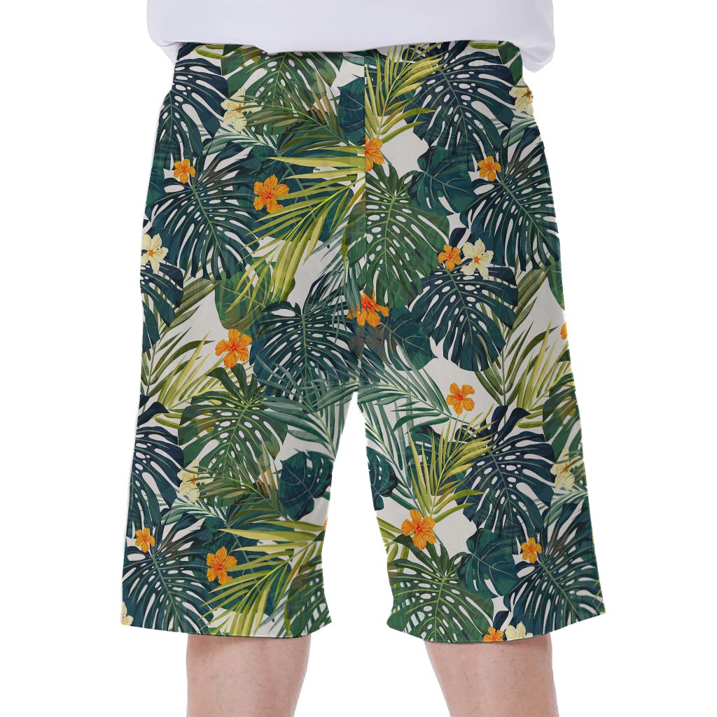 Summer Hawaiian Leaves Pattern Print Men's Beach Shorts
