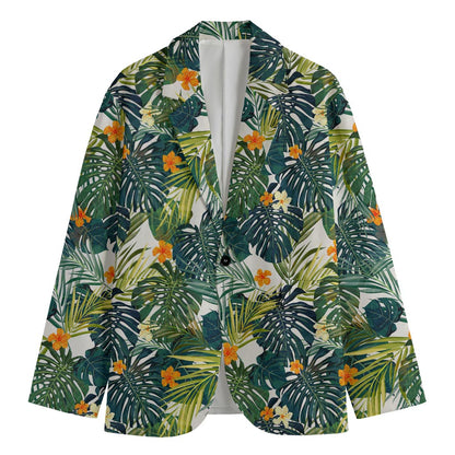 Summer Hawaiian Leaves Pattern Print Men's Blazer