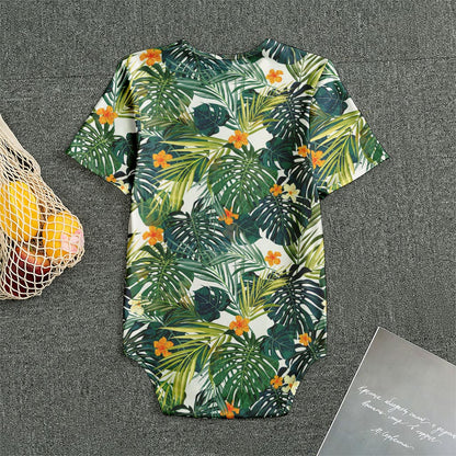 Summer Hawaiian Leaves Pattern Print Men's Bodysuit