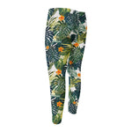 Summer Hawaiian Leaves Pattern Print Men's Compression Pants