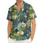 Summer Hawaiian Leaves Pattern Print Men's Deep V-Neck Shirt