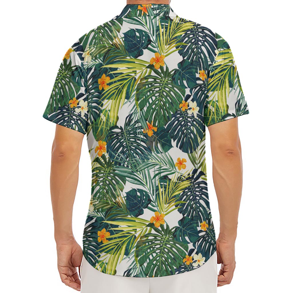 Summer Hawaiian Leaves Pattern Print Men's Deep V-Neck Shirt