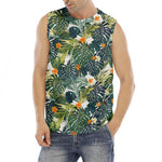 Summer Hawaiian Leaves Pattern Print Men's Fitness Tank Top