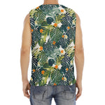Summer Hawaiian Leaves Pattern Print Men's Fitness Tank Top