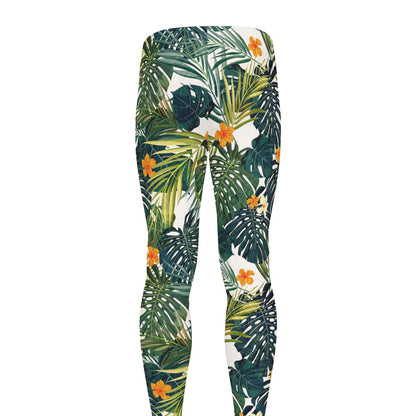 Summer Hawaiian Leaves Pattern Print Men's leggings