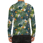 Summer Hawaiian Leaves Pattern Print Men's Long Sleeve Rash Guard