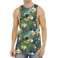 Summer Hawaiian Leaves Pattern Print Men's Muscle Tank Top