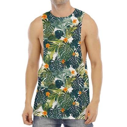 Summer Hawaiian Leaves Pattern Print Men's Muscle Tank Top