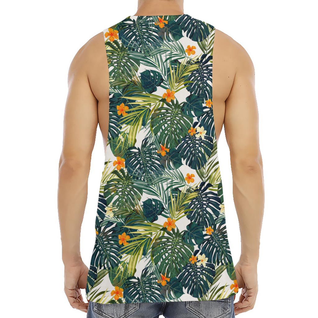 Summer Hawaiian Leaves Pattern Print Men's Muscle Tank Top