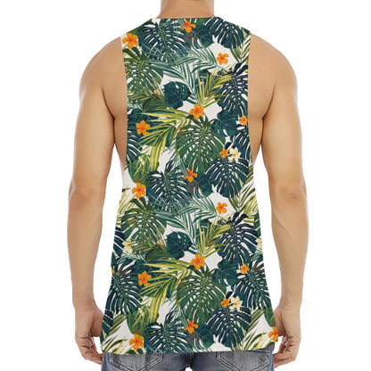 Summer Hawaiian Leaves Pattern Print Men's Muscle Tank Top