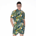 Summer Hawaiian Leaves Pattern Print Men's Romper