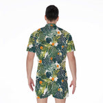 Summer Hawaiian Leaves Pattern Print Men's Rompers