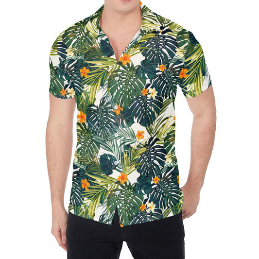 Summer Hawaiian Leaves Pattern Print Men's Shirt