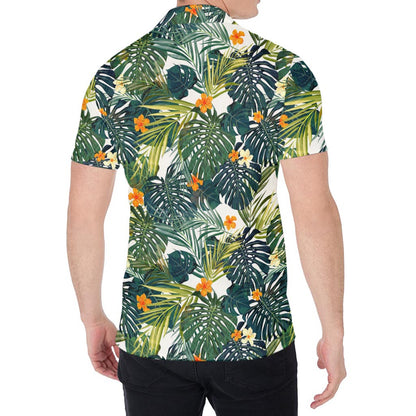 Summer Hawaiian Leaves Pattern Print Men's Shirt