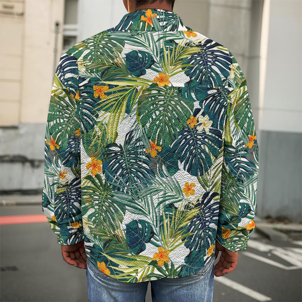 Summer Hawaiian Leaves Pattern Print Men's Shirt Jacket