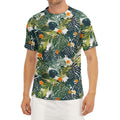 Summer Hawaiian Leaves Pattern Print Men's Short Sleeve Rash Guard