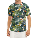 Summer Hawaiian Leaves Pattern Print Men's Short Sleeve Rash Guard