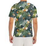 Summer Hawaiian Leaves Pattern Print Men's Short Sleeve Rash Guard