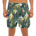 Summer Hawaiian Leaves Pattern Print Men's Split Running Shorts