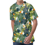 Summer Hawaiian Leaves Pattern Print Men's Velvet T-Shirt