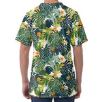 Summer Hawaiian Leaves Pattern Print Men's Velvet T-Shirt
